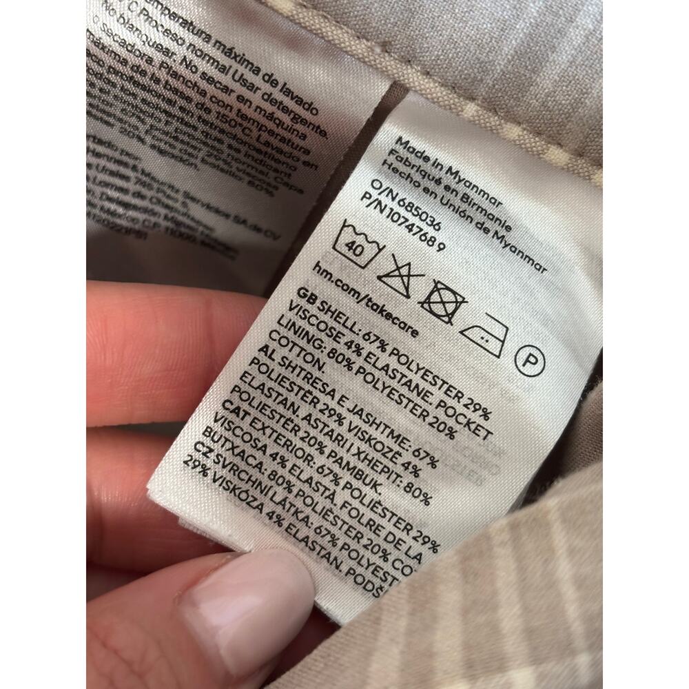 H&M Skinny Fit Plaid Pants US 30 Brown White - Picture 10 of 10